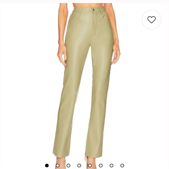 We Wore What‎ revolve faux leather green oat kick flare pants size 27 minimalist - Picture 1 of 11